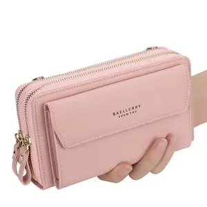 New Style Korea Fashion Women Phone Bag With Zipper Diagonal Cross Bag Baellerry Long Phone Wallet With Shoulder Strap