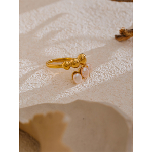 JINYOU 4711 Anillo de Perlas Naturales Recién Llegado, Anillo Abierto de Acero Inoxidable Chapado en Oro de 18k de Moda para Mujer - Product Image 2