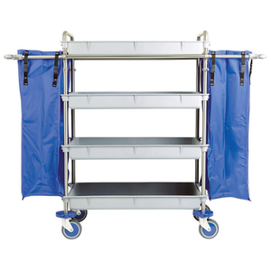 Carrello Multiuso con 4 Ripiani, 144 L, Grigio con Tende Blu per Uso Ospedaliero - Product Image 2