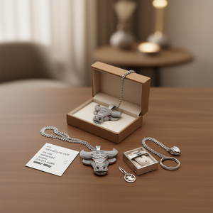 Collar con Colgante de Cabeza de Toro Plateado Estilo Vikingo con Cristales de Imitación para Hombre, Uso Diario, Cadena Tipo Box - Product Image 2