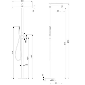 Ensemble de <span class=keywords><strong>douche</strong></span> extérieur en acier inoxydable nickel brossé, <span class=keywords><strong>colonne</strong></span> de <span class=keywords><strong>douche</strong></span> sur pied avec robinets à cartouche céramique - Product Image 6