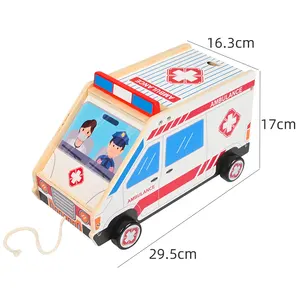 Set permainan ambulans kayu anak-anak dengan stetoskop dan lebih banyak lagi mainan dokter untuk bermain peran Set untuk anak perempuan dan anak laki-laki 3 tahun
