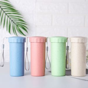Mug à café écologique, portable, réutilisable, à double paroi, en plastique biodégradable, en paille de blé - Product Image 1