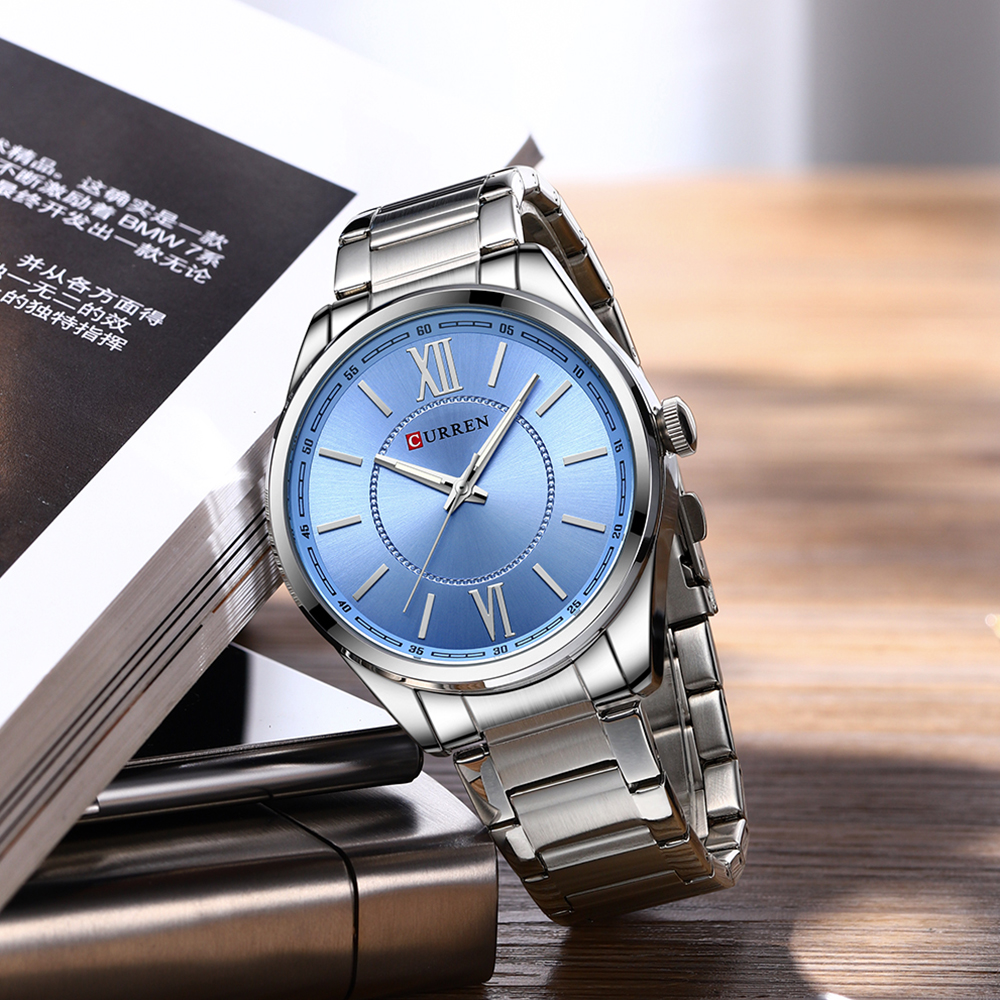 CURREN 8423 Simple Business Quartz Watches Gold Colour Classic Stainless Steel Wristwatches with Luminous Hands Male Clock