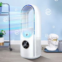 Bestone - Ventilador de Escritorio Eléctrico Portátil USB DC Recargable con Luz Nocturna y Humidificador, 6 Velocidades, para Coche, Hotel, Garaje, Hogar, Envío Gratuito