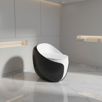 Vente flash, toilettes monobloc de luxe en forme d'œuf, couleur noire, sanitaires, jet de tornade super puissant, siphon, salle de bain