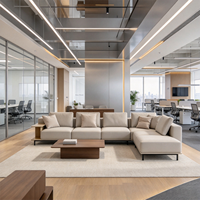 Canapé d'angle de bureau haut de gamme, canapé modulaire sectionnel OEM pour les marchés européens et du Moyen-Orient, solution de projet commerciale rembourrée