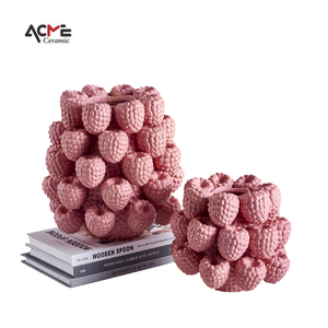 Jarrón de Cerámica con Forma de Fruta, Diseño Interior Moderno y Creativo Personalizado, Color <span class=keywords><strong>Rosa</strong></span> Frambuesa y Fresa, para Interiores - Product Image 2