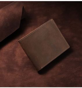 กระเป๋าสตางค์ผู้ชาย Hr Retro Crazy Horse แบบซิป พร้อมช่องใส่บัตรธุรกิจ หนังแท้ อเนกประสงค์ มีสินค้าพร้อมส่ง - Product Image 6