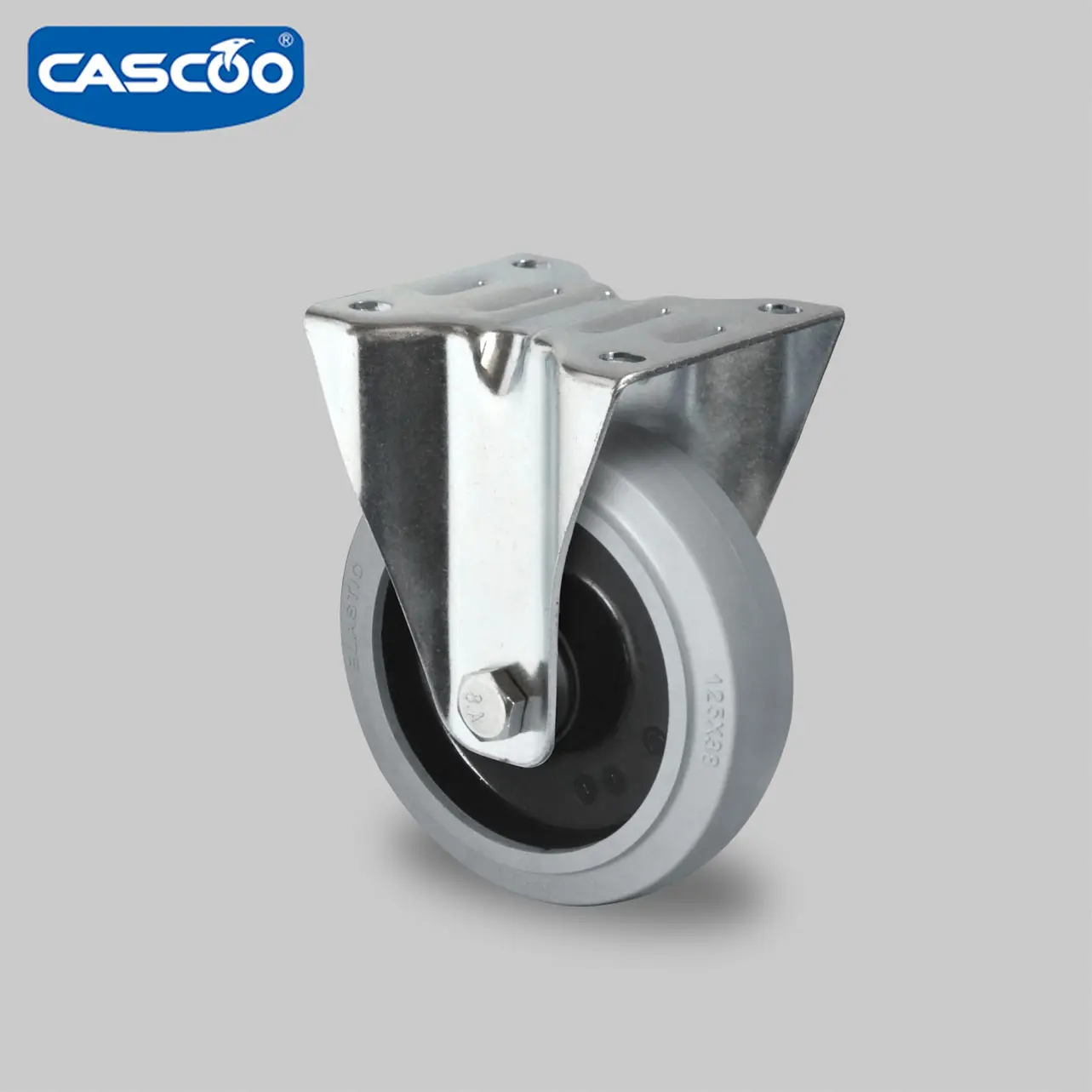 कैस्कोओ 5 इंच स्थिर लोचदार रबर कैस्टर, स्टील जाल कंटेनर पिंजरे, परिवहन ट्रॉली कैस्टर व्हील
