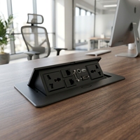 Prise de bureau universelle T266-4P avec double prise CA, chargeur USB Type-C pour ports RJ45, concentrateur d'alimentation pour bureau/conférence
