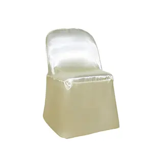 도매 흰색 새틴 접이식 의자 커버, 재사용 가능한 우아한 의자 커버.
