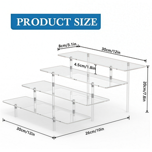 Présentoir à 4 niveaux en acrylique transparent, organisateur de bureau multifonctionnel de 12 pouces pour parfums, cosmétiques, présentoir à cupcakes - Product Image 2