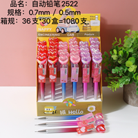 Crayon mécanique personnalisé avec logo, 0,5 mm, 0,7 mm, motif cœur, ZP-MP2522, corps à grille diamantée, papeterie Kawaii pour cadeaux scolaires en gros