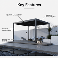 Moderne Outdoor-Aluminium-Lamellenpergola mit bioklimatischem Dach, 3x3m 3x4m 3x5m 4x4m 5x3m 6x4m für Garten, Terrasse, Villa