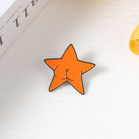 Broche personnalisable en alliage de zinc, motif étoile à cinq branches moderne, noir électroplaqué, style dessin animé