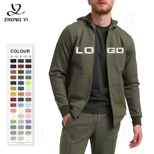 Produttori di abbigliamento di qualità personalizzata ritagliata Full Zip Up felpe con cappuccio da uomo Logo con cappuccio personalizzato