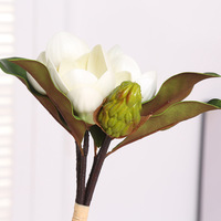 Bouquet de fleurs artificielles de magnolia nouées à la main, toucher réel, fausses fleurs de magnolia pour vase de table, décoration de mariage, arrangement floral