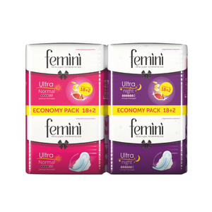 Toallas Sanitarias Femini Ultra Normal, 20 Unidades, Uso Diario, Absorbencia Media, Suaves y Transpirables, Toallas de Higiene Femenina - Product Image 1