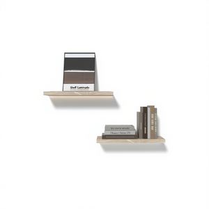 Mensola Laminata a Doppio Livello da Parete in Grigio Chiaro, Design Minimalista in MDF per Soggiorno, Espositore e Ripiano Portaoggetti - Product Image 1