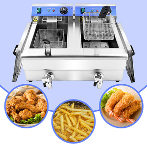 Friteuse électrique <span class=keywords><strong>de</strong></span> table commerciale à deux réservoirs <span class=keywords><strong>de</strong></span> 20 L, 6 kW, chauffage rapide, en acier inoxydable, prix <span class=keywords><strong>de</strong></span> gros - Product Image 1