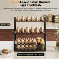 Support de rangement pour œufs en bois à 3 niveaux style ferme, panier en fil métallique pour comptoir, présentoir organisateur d'œufs frais, vente en gros
