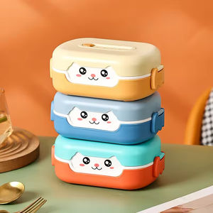 Boîte à lunch pour enfants, mignonne, de qualité alimentaire, à 2 compartiments, en plastique, boîte à lunch bento pour l'école, boîte à lunch pour étudiants, boîte à lunch pour le bureau, conteneur alimentaire - Product Image 4