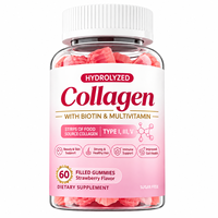 Gummies véganes saveur fraise au collagène et biotine, marque privée OEM, très vendues, pour la croissance des cheveux et des ongles et la beauté de la peau