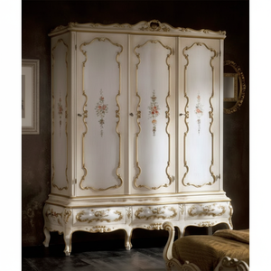 Armadio Barocco a 3 Ante in Legno con Porte in Vetro e Funzione Pieghevole per Arredamento Casa, Camera da Letto, Appartamento e Officina - Product Image 1