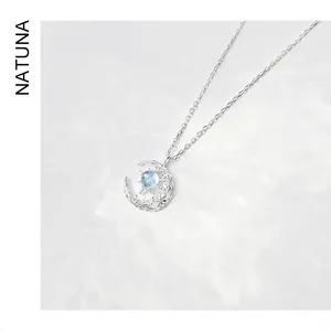 Natuna Trendy Moonstone Charm Opal collana collare Para Mujer Moon collana 925 gioielli in argento per le donne