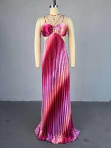 Nuevo 2026 productos elegante sin tirantes degradado hasta el suelo vestido plisado para mujer Sexy playa fiesta noche graduación vestido Formal - Product Image 4