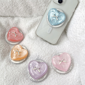ที่ยึดโทรศัพท์แบบแม่เหล็กยืดหดได้ รุ่น Rainbow Resin Bow Love Grip Stand Socket พร้อมแหวน DIY แบบยืดหยุ่น ประดับกลิตเตอร์ - Product Image 2