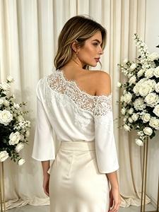 Chemisier élégant en dentelle à épaules dénudées pour femme, idéal pour les soirées formelles, les rendez-vous galants et les occasions spéciales comme les mariages. - Product Image 3