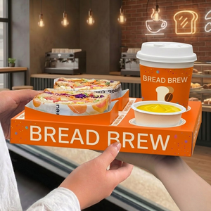 All-in-One Sandwich and Drink Carrier <b>Tray</b> for Coffee Shop - Product Image 4