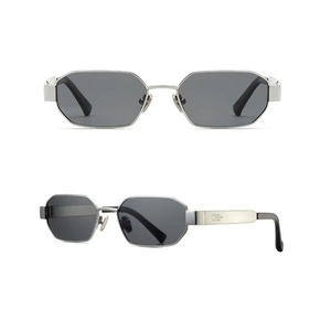 Lunettes de soleil polarisées hexagonales pour hommes, design UV400, haute qualité, luxe, mode, rectangulaires, vintage, été, monture en métal argenté - Product Image 2