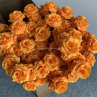 O-4 Nouveau Gros Bouquet de Fleurs Artificielles de Simulation pour Décoration de Mariage Fête, Roses Oranges de Qualité Supérieure