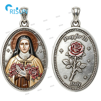 Collier pendentif religieux catholique Sainte Thérèse de Lisieux, médaillon personnalisé Sainte Thérèse, médaille sacrée
