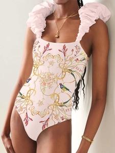 JSN9203880 2023 Traje <span class=keywords><strong>de</strong></span> baño <span class=keywords><strong>de</strong></span> moda Floral Petal Beachwear Colorblock Print Conjunto <span class=keywords><strong>de</strong></span> traje <span class=keywords><strong>de</strong></span> baño <span class=keywords><strong>de</strong></span> una pieza con sarong largo - Product Image 4