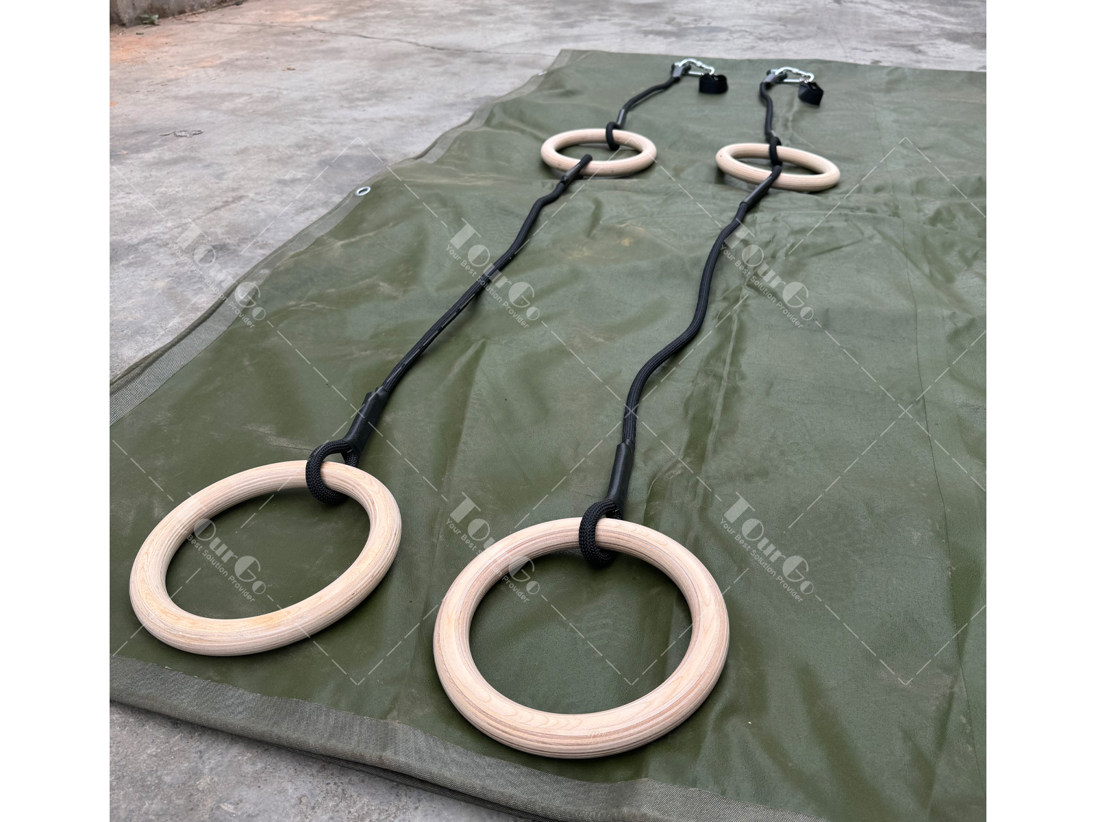 Wooden Hanging Ninja Rings - Durable Monkey Bar Accessories
