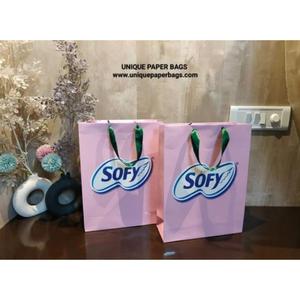 Bolsas de Regalo de Papel Rosa de Lujo, Ecológicas y Biodegradables Sofy, con Asas Retorcidas, Impresión Offset, Reciclables, Bolsa Plana Estándar - Product Image 3