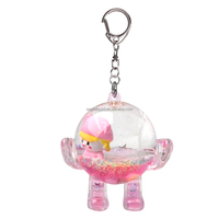 Porte-clés liquide en acrylique en forme d'animal mignon, avec liquide huileux et aqueux, vente en gros