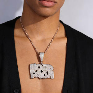 สร้อยคอฮิปฮอปผู้ชายแบบหนัก ตัวอักษรใหญ่<span class=keywords><strong>สาม</strong></span>สี ปี 2026 ประดับเพชรซิร์คอน แนวพังก์ แฟชั่น - Product Image 4