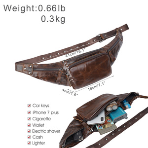 <span class=keywords><strong>MAROQUINERIE</strong></span> Marron Vintage Huile Cire En Cuir Véritable Ceinture Sac <span class=keywords><strong>Banane</strong></span> Café En Cuir Véritable Sac De Taille Pour Homme - Product Image 2