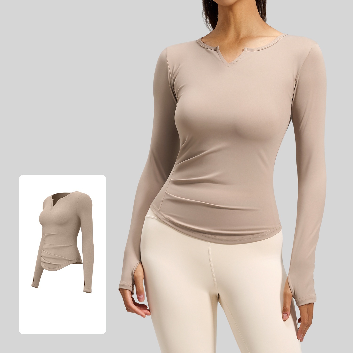 Small V-neck Super Stretchy Sports Long Sleeve T-shirt Slim Fit High Yoga Tops Gym Fitness Top Women