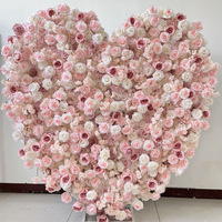 S20 Ehe Dekor rotes Herz geformte Blumen wand Hintergrund Panel 3D künstliche Seide Rose Blumen wand für heiraten mich Hochzeits vorschlag