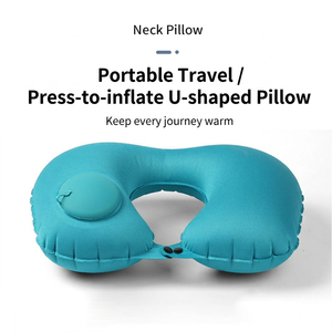Oreiller de voyage gonflable personnalisé en forme de U, coussin d'air portable pour le cou avec sac de rangement, logo personnalisé - Product Image 1