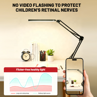 Lampe de bureau à luminosité réglable, protection des yeux, commande tactile, bras articulé à pince, éclairage LED pour la lecture, le bureau, les étudiants