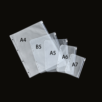 Pochette zippée A4 B5 A6 A7 en PVC mat pour budget, avec fermeture éclair, pour classeur à anneaux
