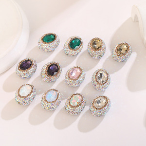 <span class=keywords><strong>Perles</strong></span> ovales <span class=keywords><strong>en</strong></span> argile souple pavées de strass, grandes <span class=keywords><strong>perles</strong></span> de cristal <span class=keywords><strong>en</strong></span> forme d'œuf de colombe à trou droit pour accessoires de bijoux DIY - Product Image 3