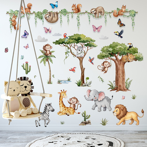 <span class=keywords><strong>Adesivo</strong></span> <span class=keywords><strong>da</strong></span> parete autoadesivo con animali, <span class=keywords><strong>albero</strong></span> grande, farfalla, rampicante, pizzo, decorazione per la casa, parete decorativa - Product Image 5